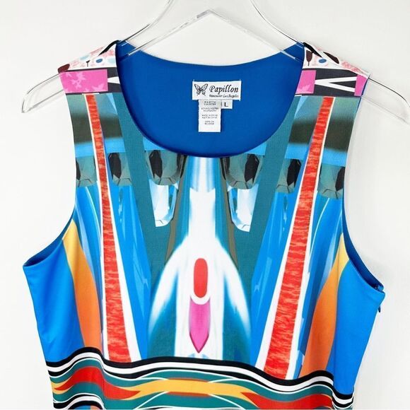 Papillon Bright Multicolor Sleeveless Side-zip Shift Dress Sz - Picture 3 of 10